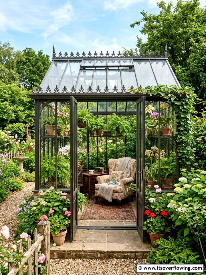 Glass greenhouse reading room - 25 backyard ideas with reading nook