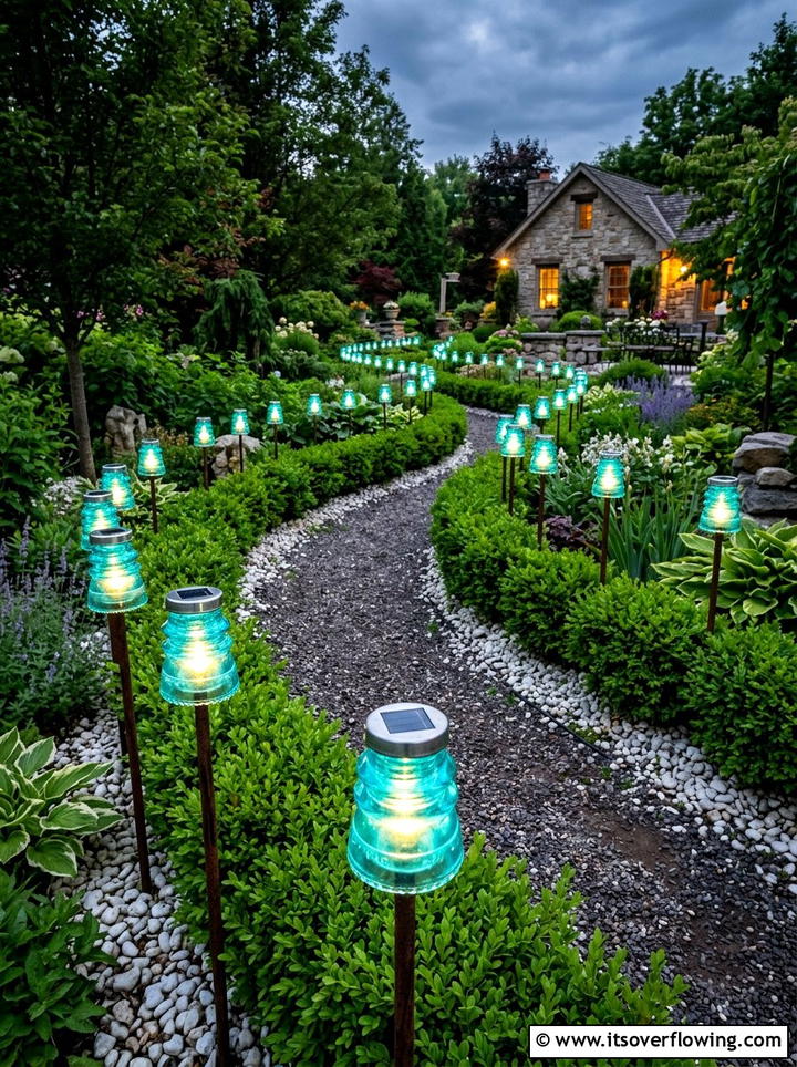 Glass insulator pathway lights - 25 reusing old things ideas for outdoor lighting