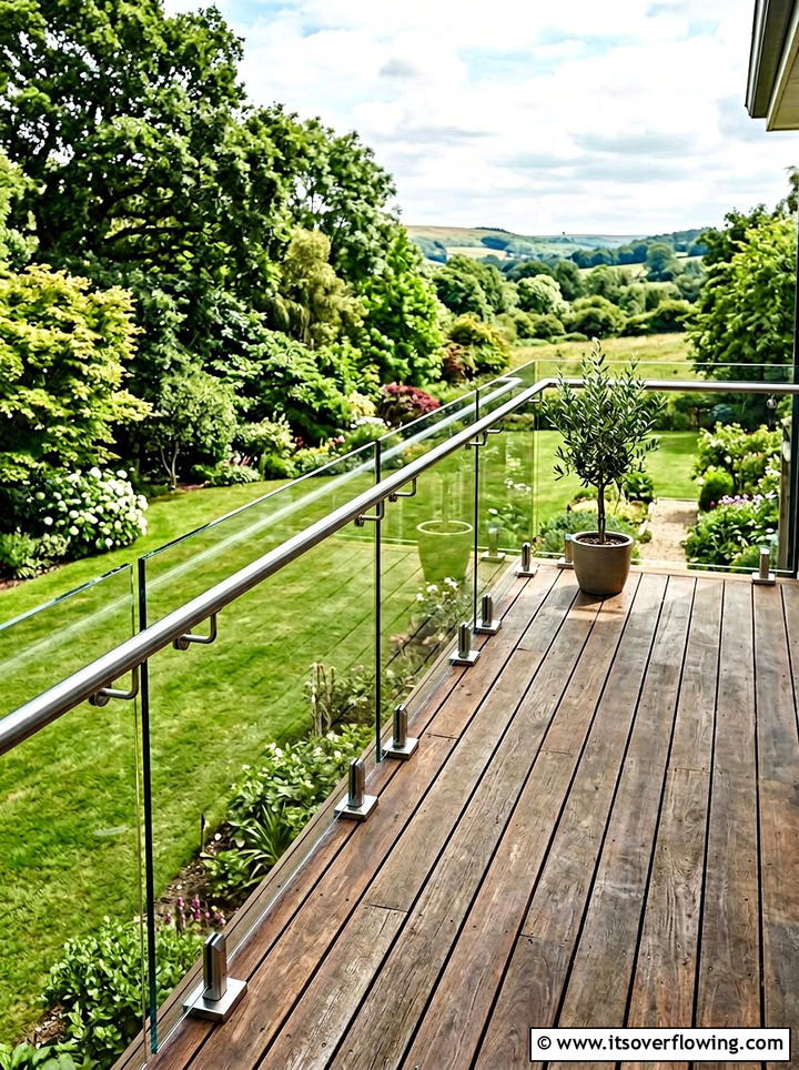 Glass patio railing - 25 backyard ideas with minimalist style