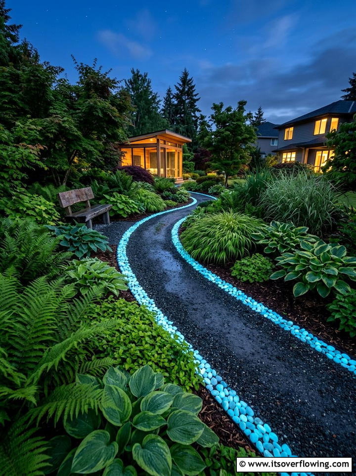 Glow In The Dark Garden Path - 25 creative garden ideas with glow in the dark stones