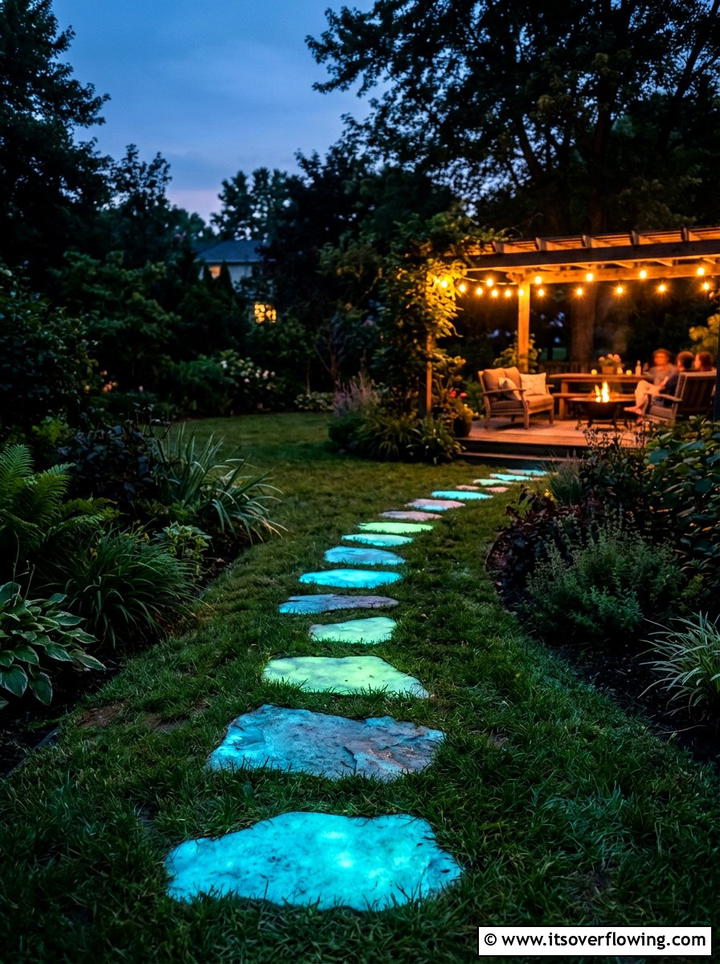 Glow In The Dark Stepping Stones - 25 backyard ideas with stepping stones