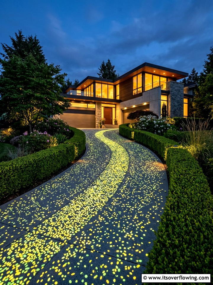 Glow in the dark driveway - 25 garden decor ideas with glow stones