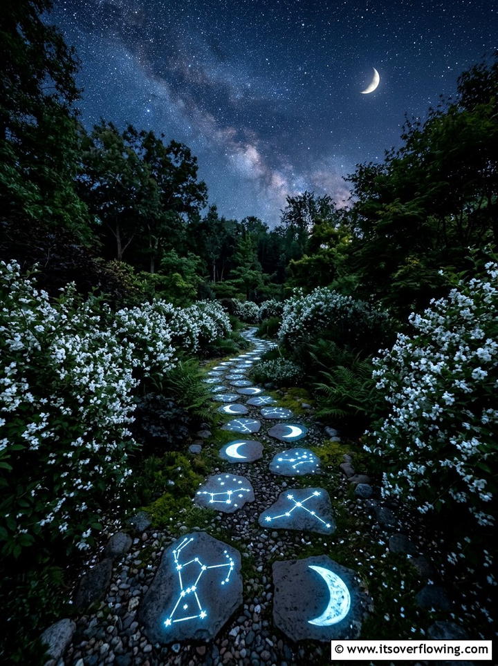 Glow in the dark garden path - 25 creative garden ideas with painted stepping stones
