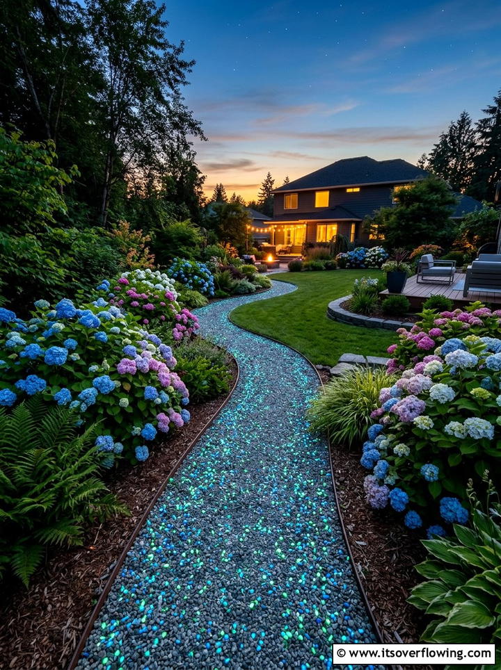 Glow stone pathway - 25 garden decor ideas with glow stones