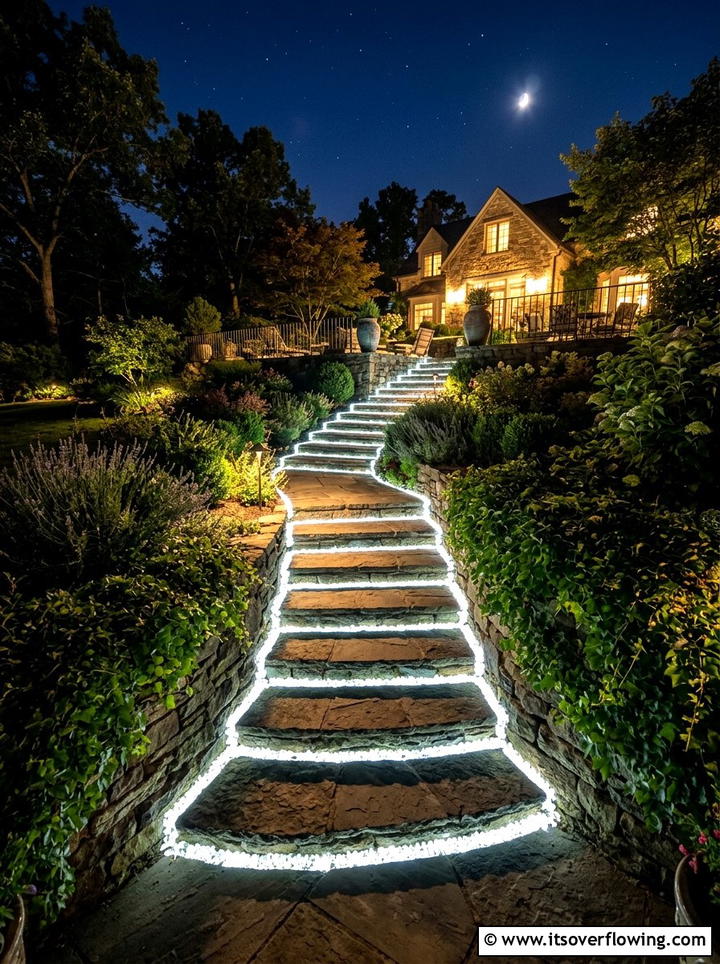 Glow stone stairs - 25 garden decor ideas with glow stones