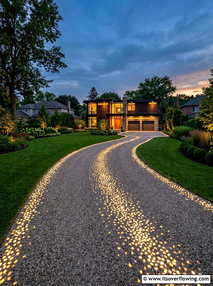 Glowing Driveway Gravel Pebbles - 25 creative garden ideas with glow in the dark stones