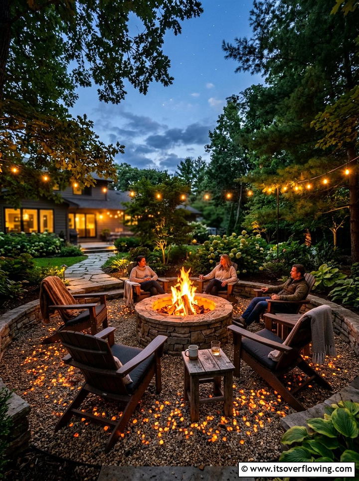 Glowing fire pit area - 25 garden decor ideas with glow stones