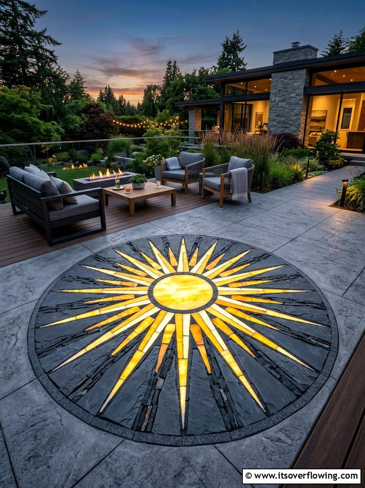 Glowing stone mosaic - 25 garden decor ideas with glow stones