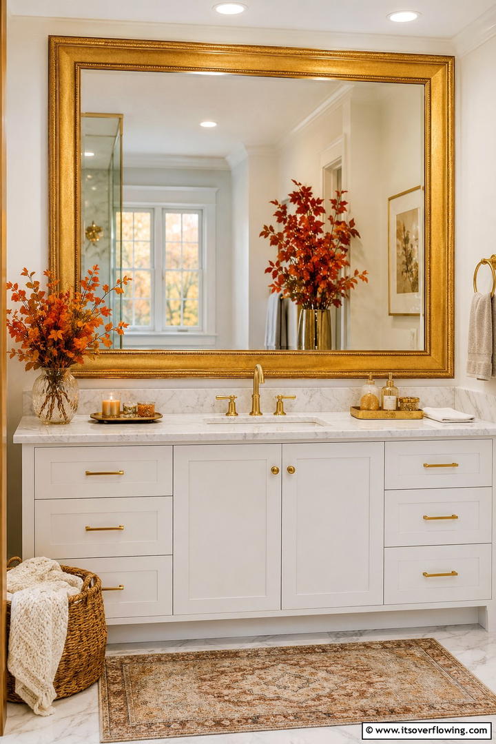 Gold Mirror Frame - 50 Fall Bathroom Decor Ideas Roundup- Timeless Tips