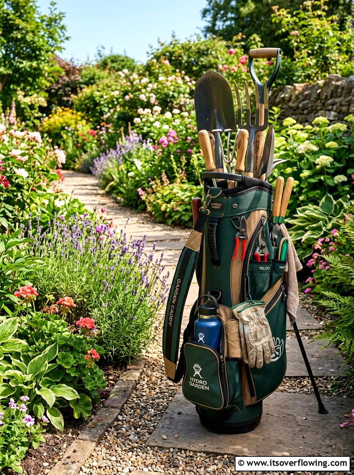 Golf bag tool caddy - 25 upcycled garden ideas with tool storage