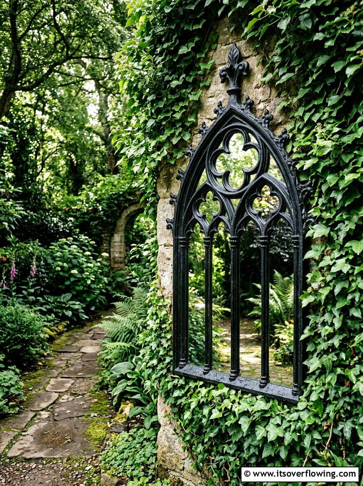Gothic Window Mirror - 25 backyard decorating ideas with mirror accents