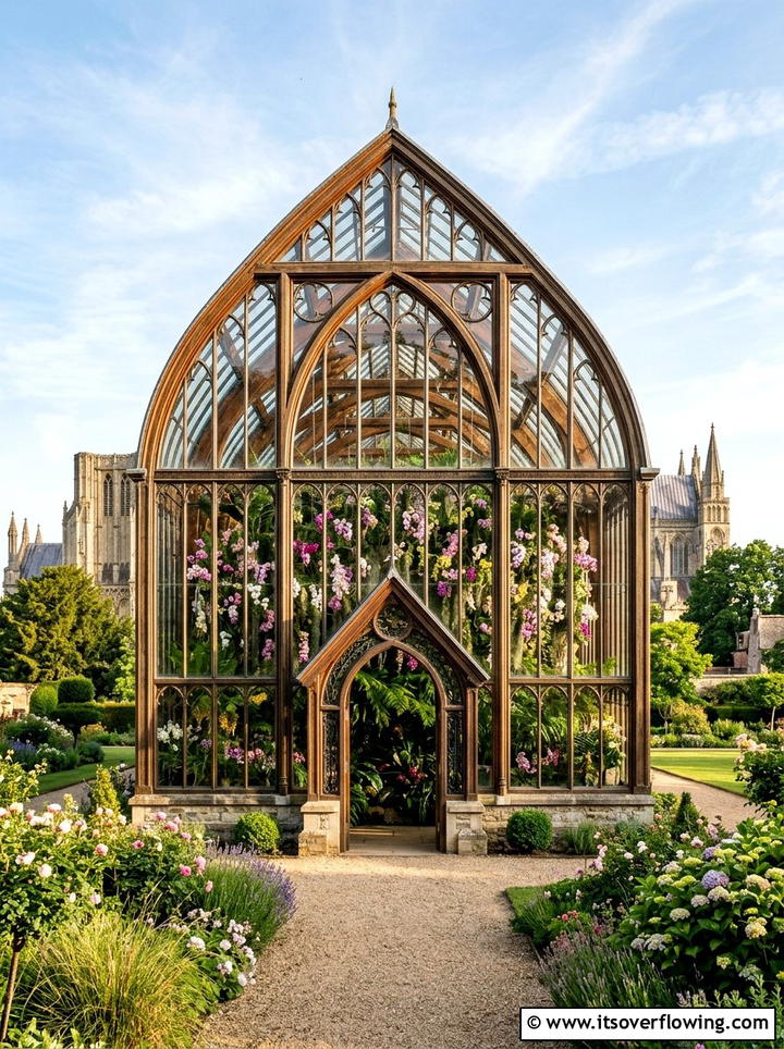 Gothic arch greenhouse - 25 creative garden ideas with greenhouse corners