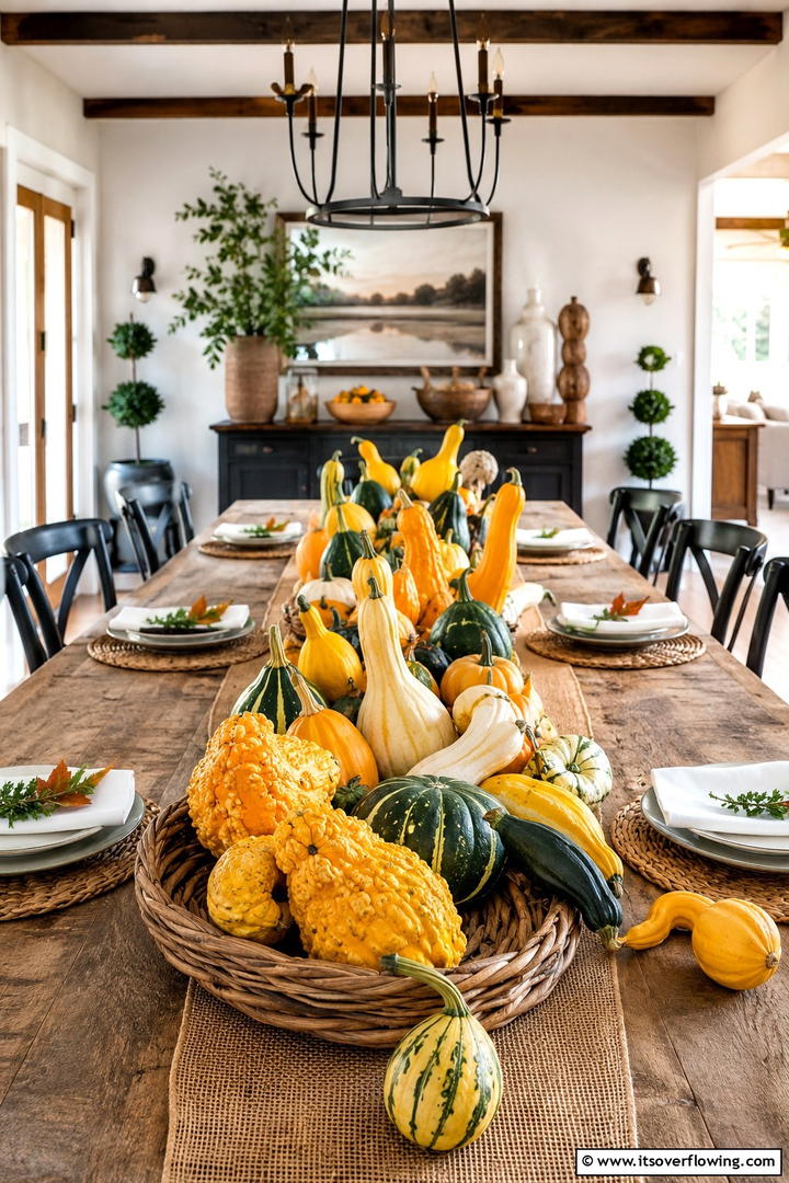 Gourd and Squash Varieties - 50 Fall Table Decor Ideas Roundup- Seasonal Styling