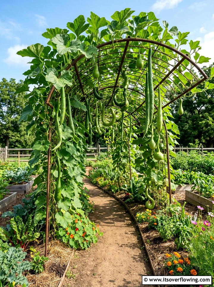 Gourd and squash tunnel - 25 garden ideas with arches