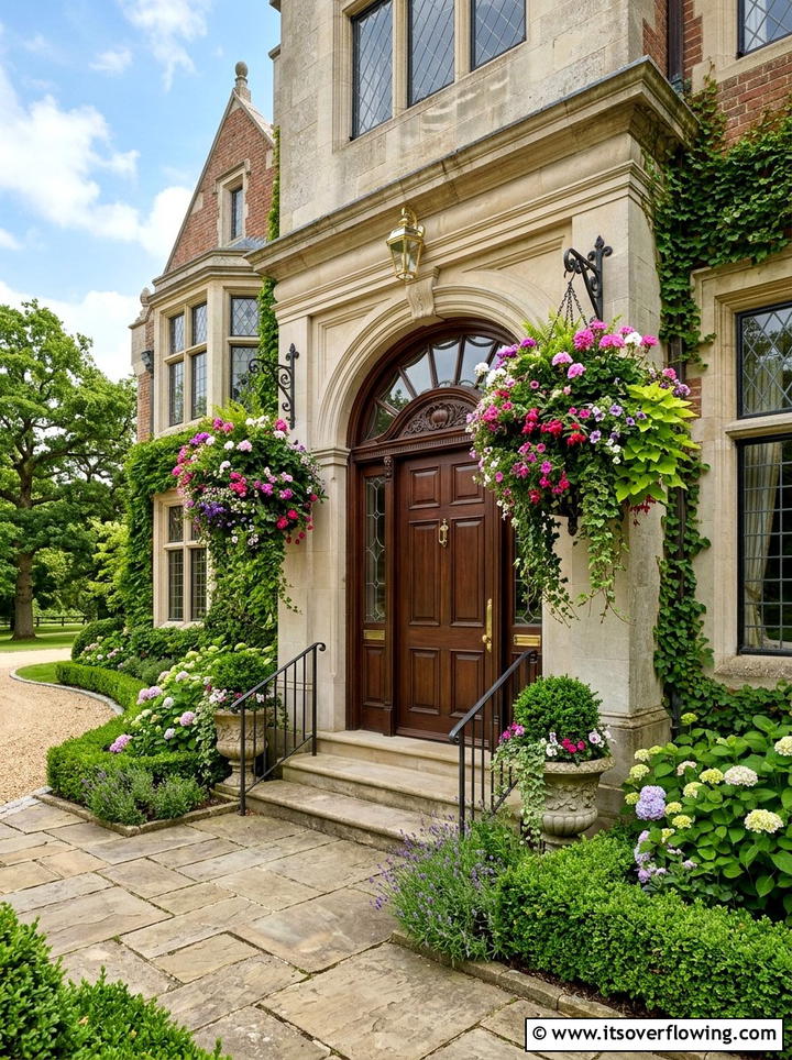 Grand Entrance Hanging Baskets - 25 front porch ideas with hanging baskets