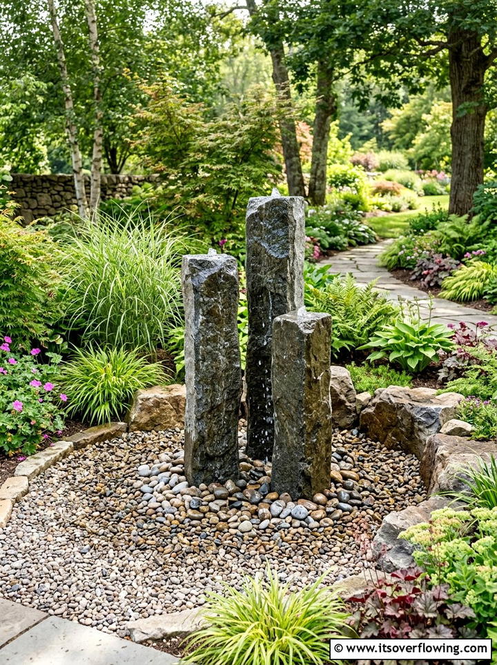 Granite Column Water Feature - 25 small garden ideas with water feature