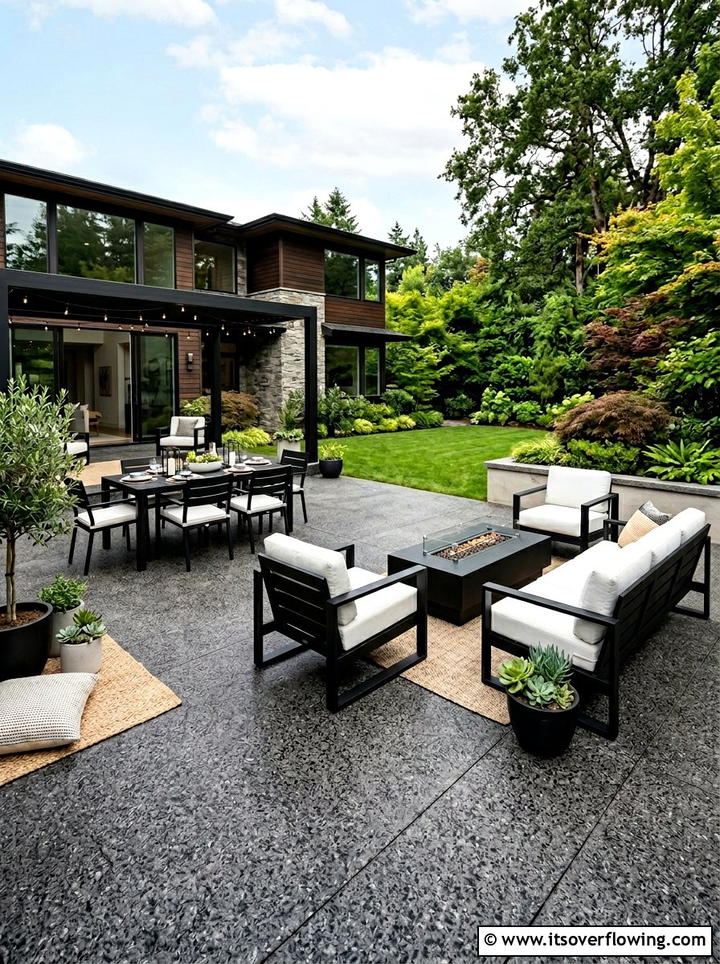 Granite Stamped Living Space - 25 backyard ideas with stamped concrete