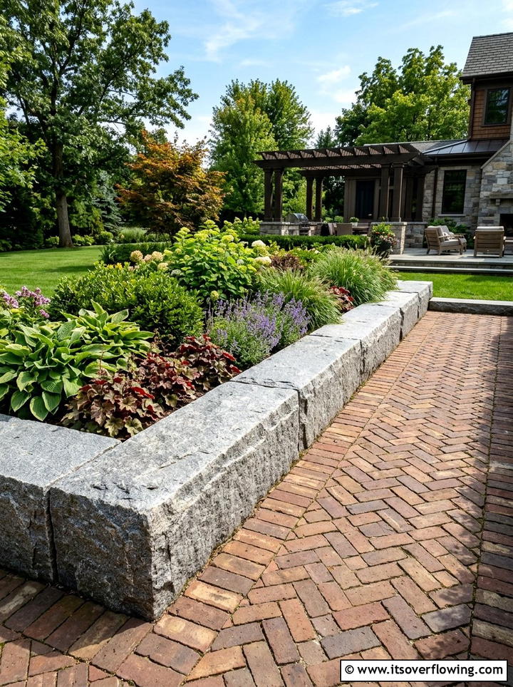 Granite block edge - 25 backyard ideas with edging