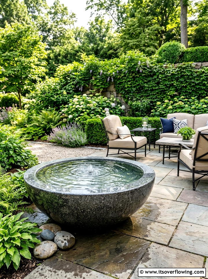 Granite patio water bowl - 25 backyard decorating ideas with water bowls