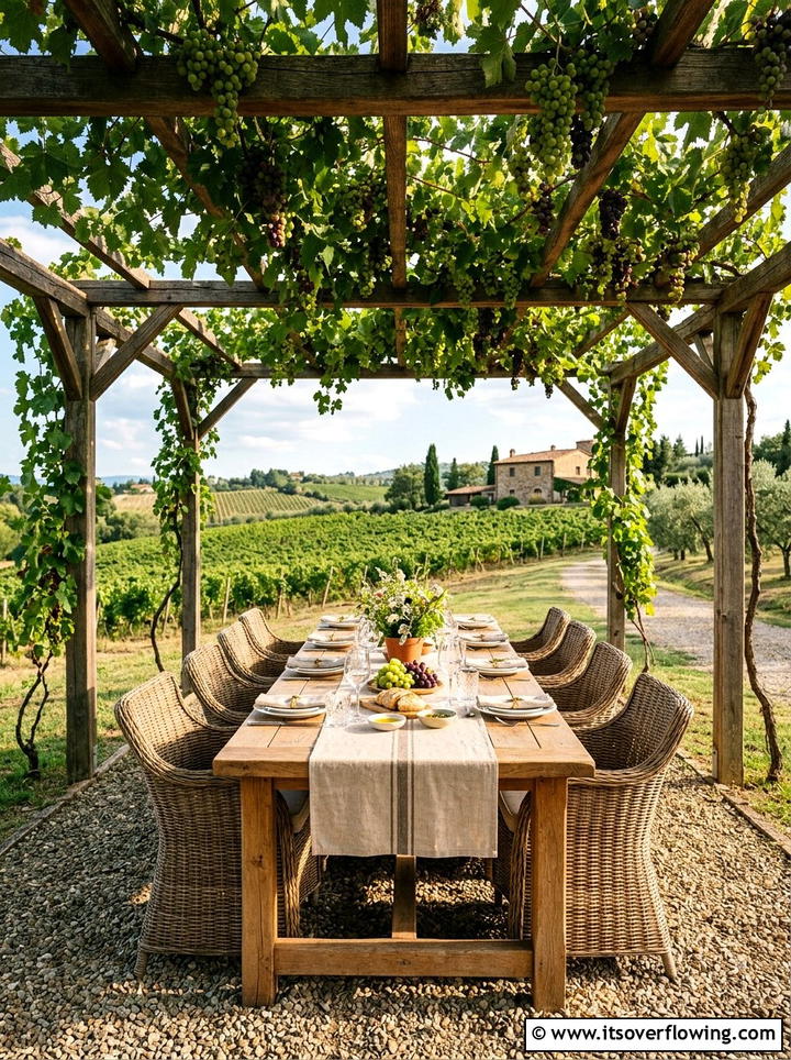 Grape Arbor Over Outdoor Dining Table - 25 creative garden ideas with grape arbor