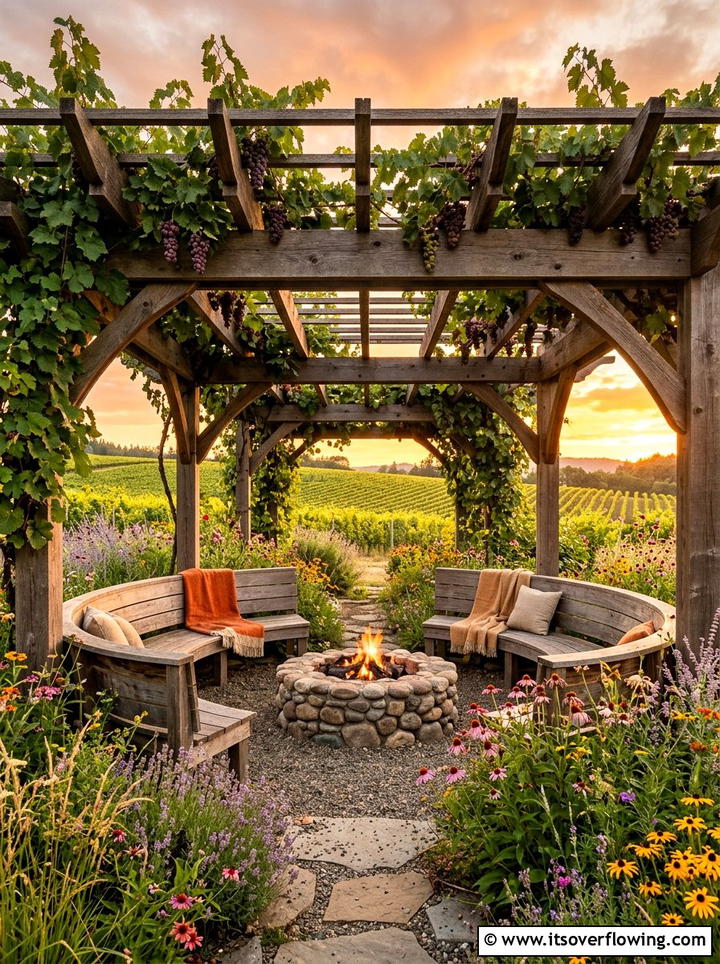 Grape Arbor With Integrated Bench Seating - 25 creative garden ideas with grape arbor