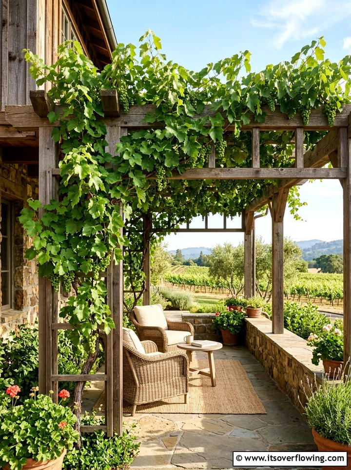 Grape Vine Trellis - 25 front porch ideas with edible plants