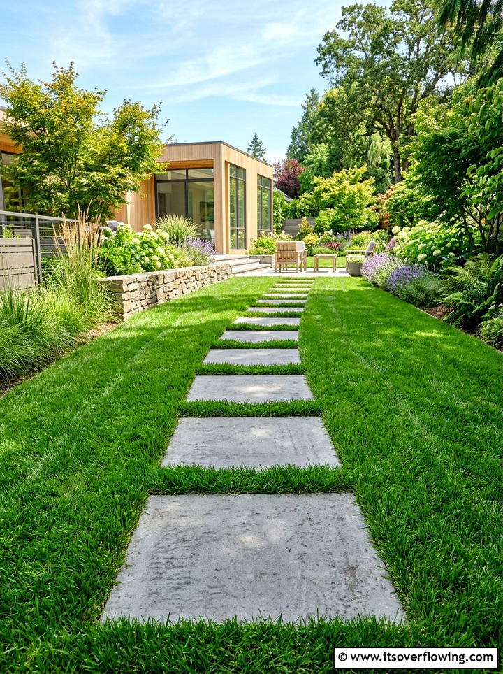 Grass And Paver Steps - 25 backyard ideas with steps