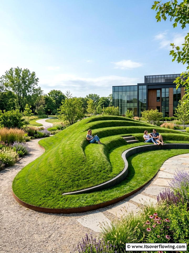 Grass Mound Seating Area - 25 creative garden ideas with seating nooks