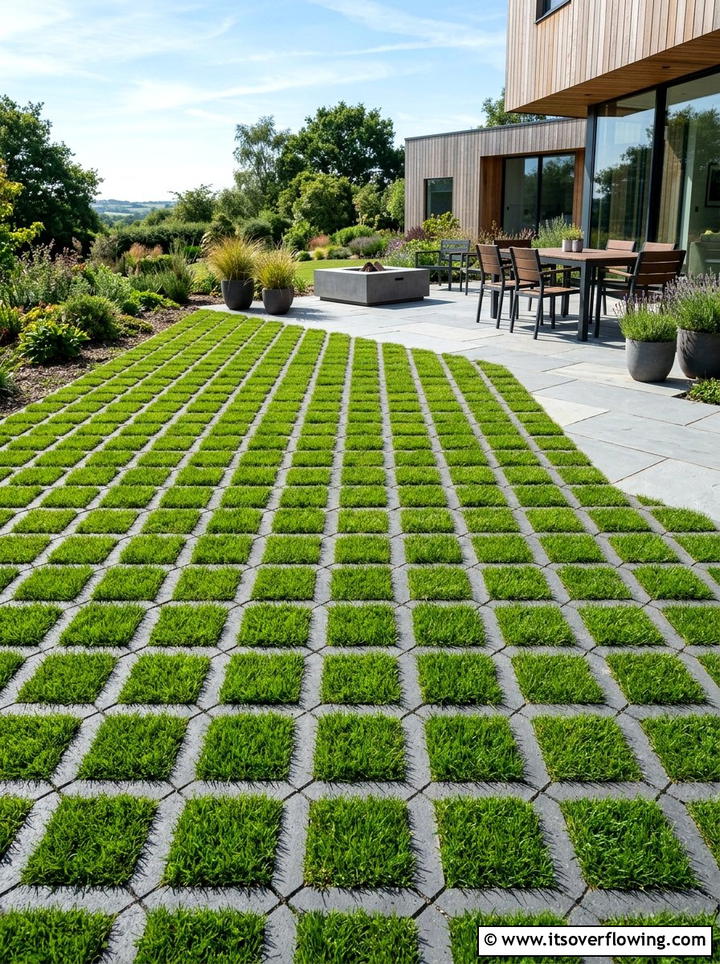Grass Paver Grid - 25 backyard ideas for narrow yards