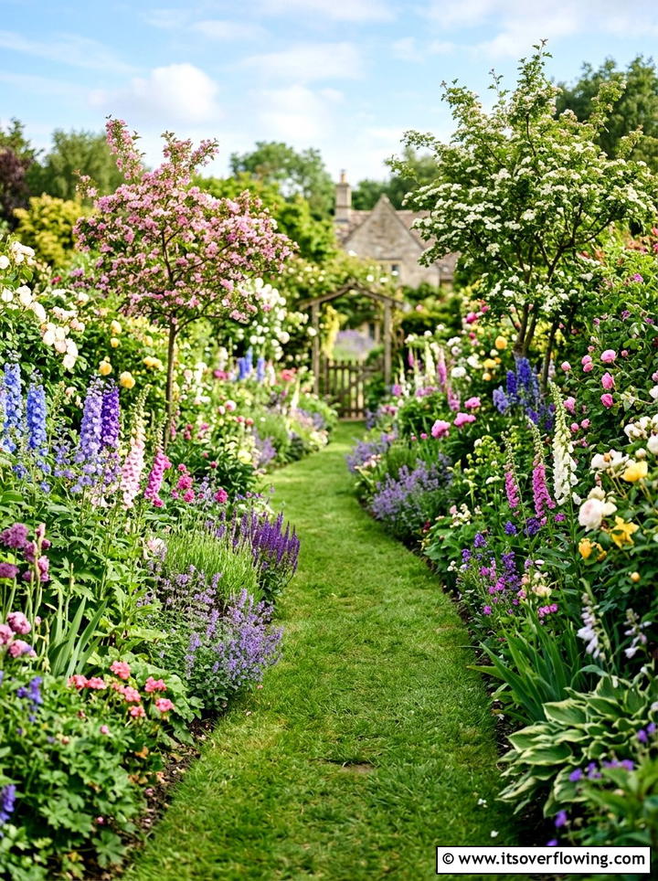Grass Walkway Between Plants - 25 small garden ideas with narrow pathways