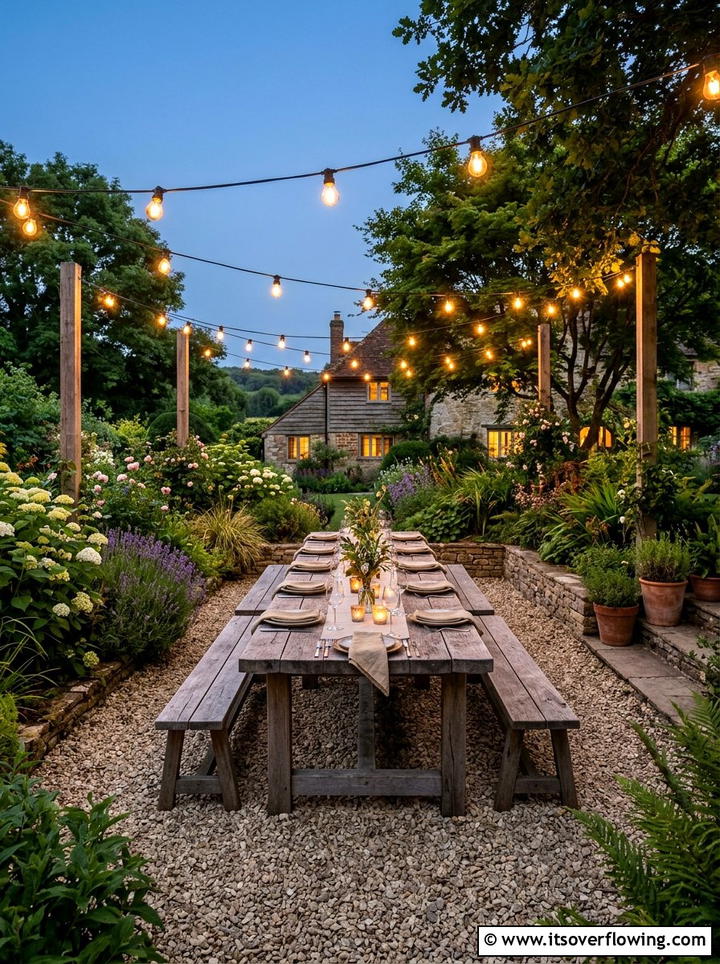 Gravel Dining Area - 25 backyard ideas with gravel