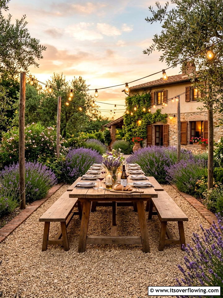 Gravel Dining Area - 25 backyard ideas for flat yards