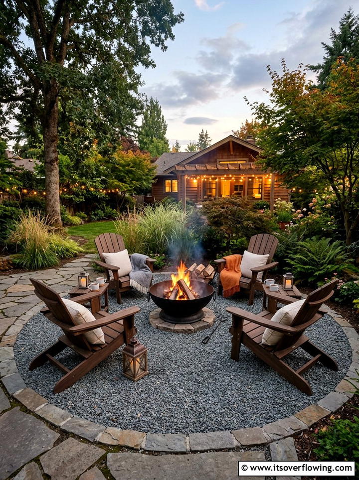 Gravel Fire Pit Area - 25 cheap garden ideas with no grass landscaping