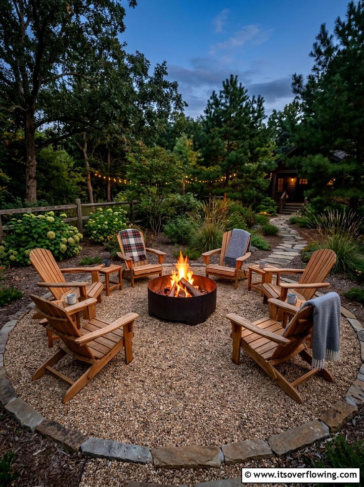Gravel Fire Pit Area - 25 garden ideas with sustainable materials