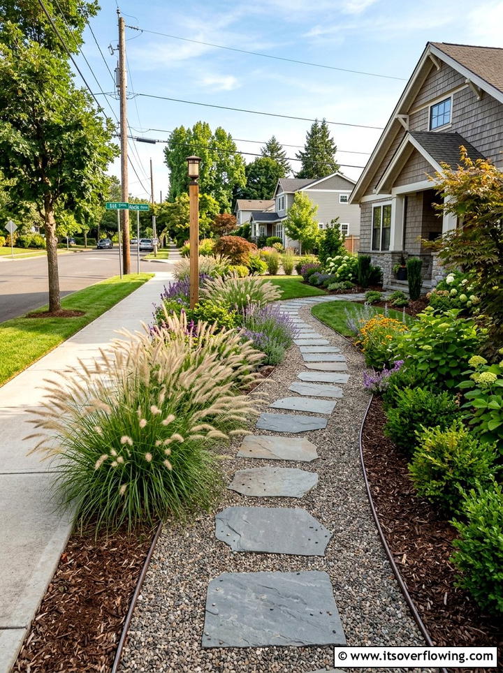 Gravel Garden Path Along Street Side - 25 backyard ideas for corner lots
