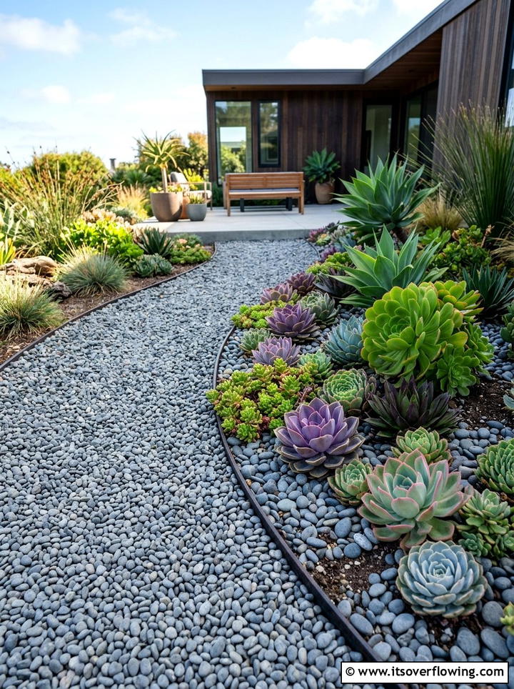 Gravel Path With Succulents - 25 garden ideas for curb appeal