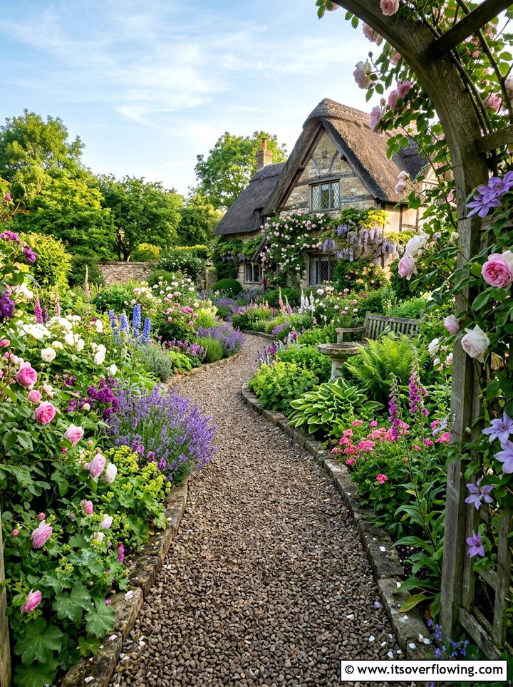 Gravel Pathway Between Flower Beds - 25 cheap garden ideas with gravel