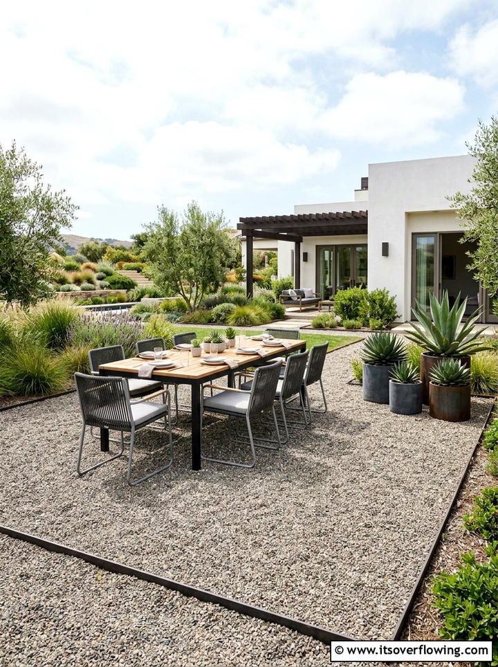 Gravel Patio - 25 backyard ideas with desert landscape