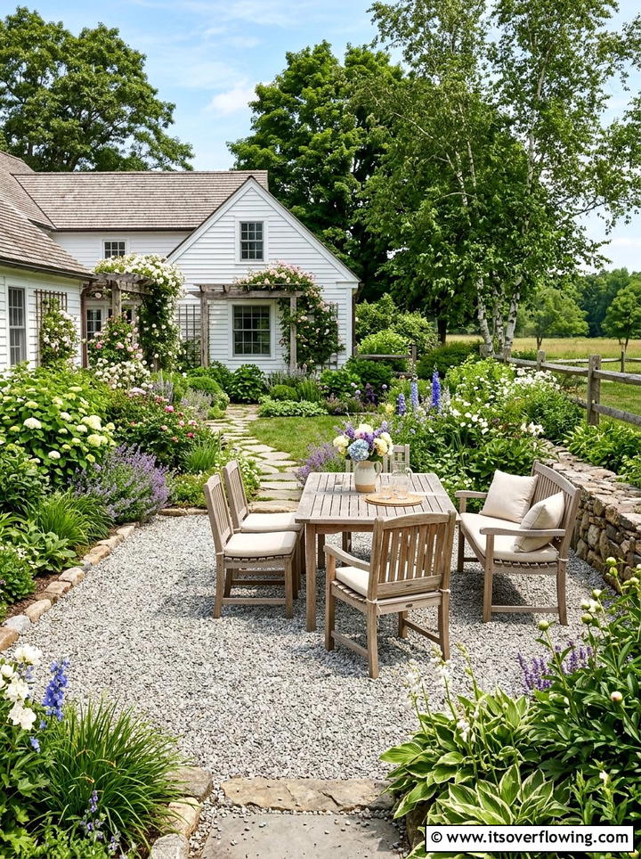 Gravel Patio Area - 25 garden decor ideas with farmhouse accents