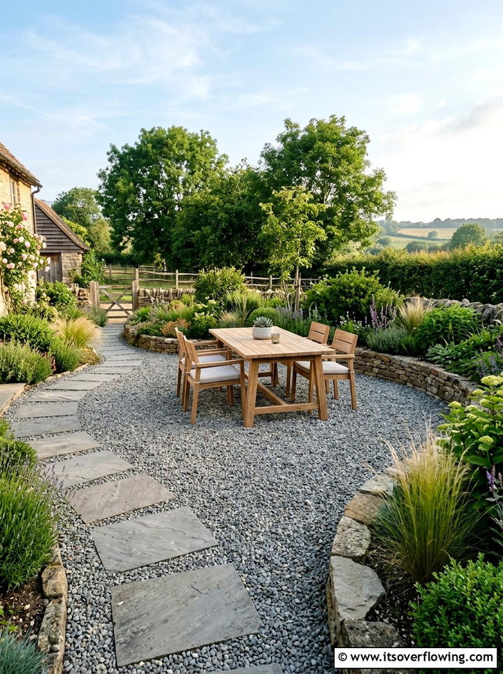 Gravel Patio Area - 25 garden decor ideas with minimalist accents