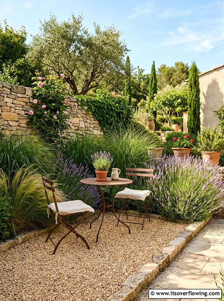 Gravel Patio Corner Seating - 25 creative garden ideas with seating nooks