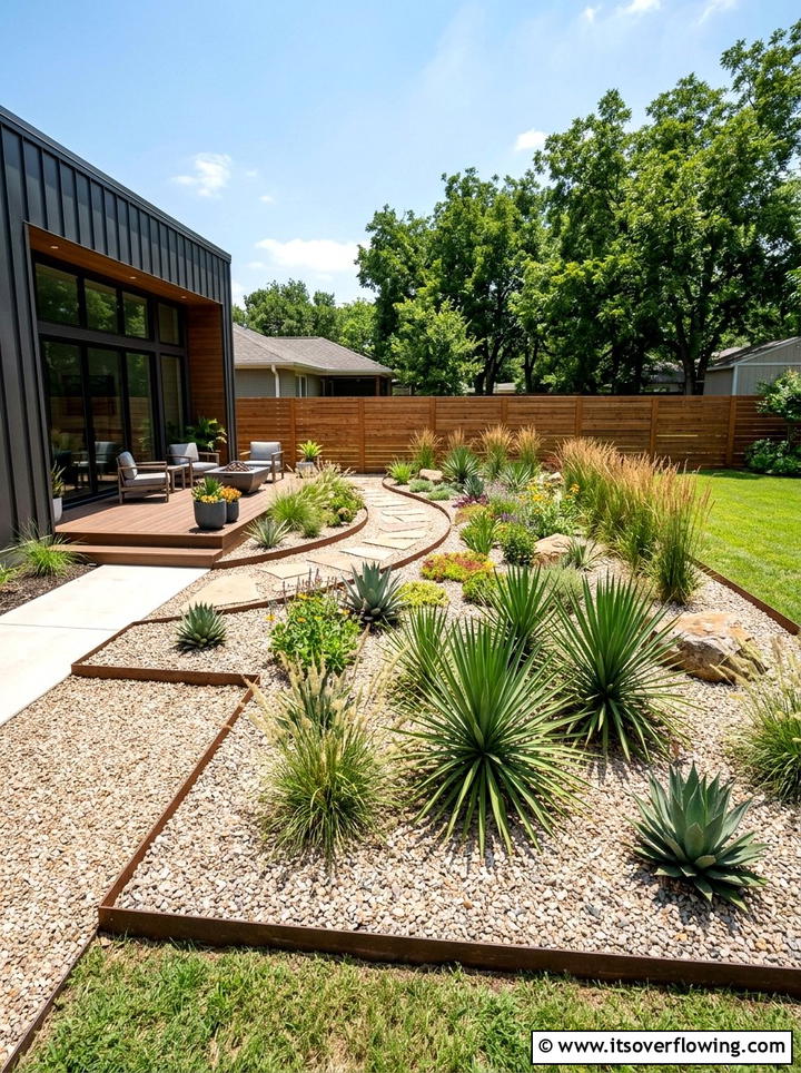 Gravel Rain Garden - 25 backyard ideas with rain garden