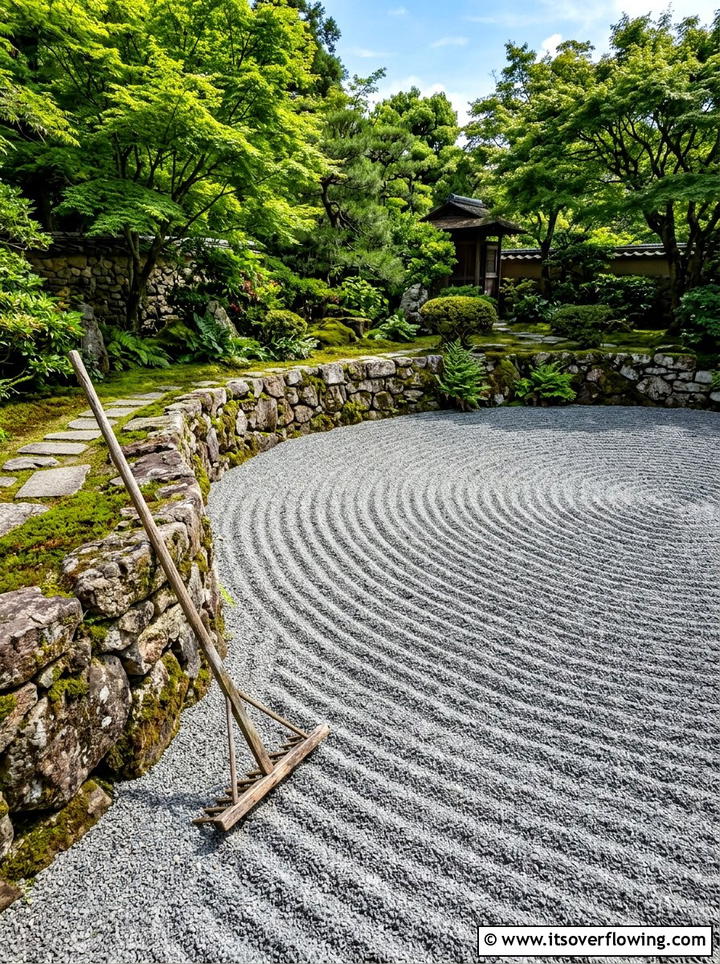 Gravel Raking Area - 25 backyard ideas with zen style