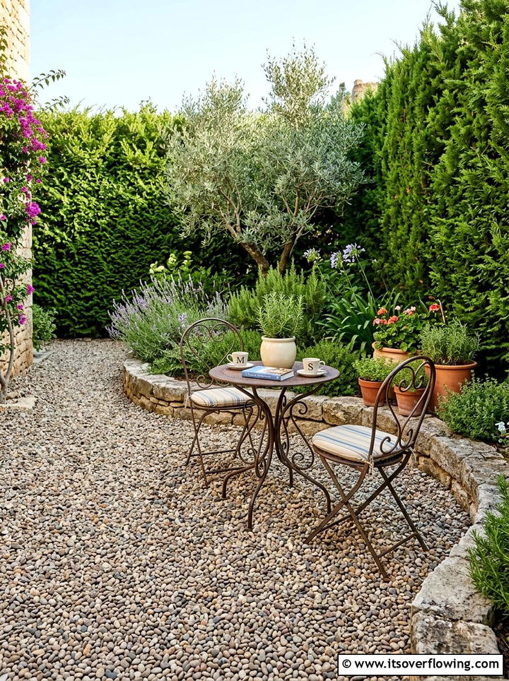 Gravel Seating Area - 25 garden decor ideas with stone accents