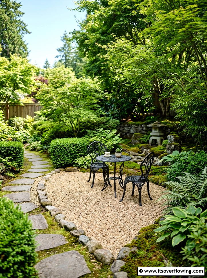 Gravel Seating Area - 25 small garden ideas on a budget