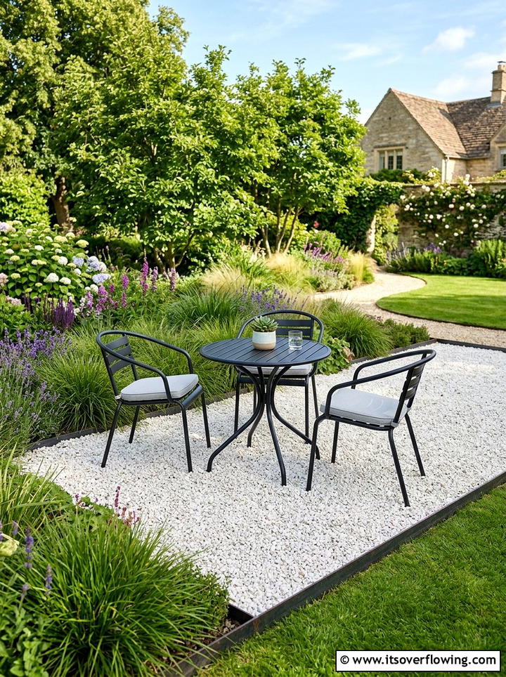 Gravel Seating Area - 25 small garden ideas with minimalist style