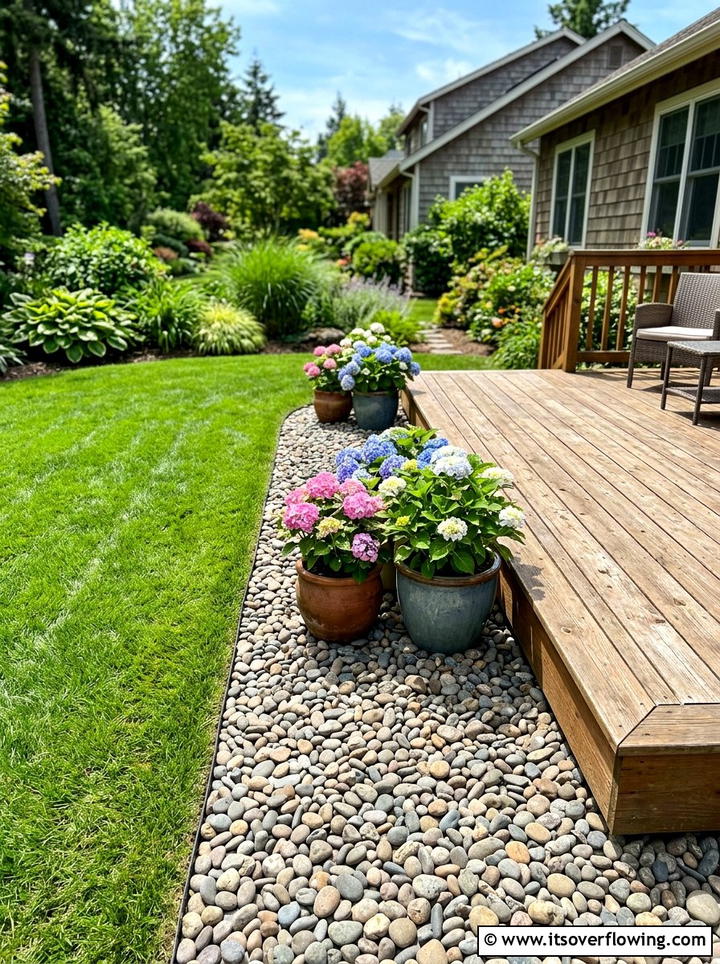 Gravel Transition Between Lawn And Deck - 25 backyard decorating ideas with gravel zones