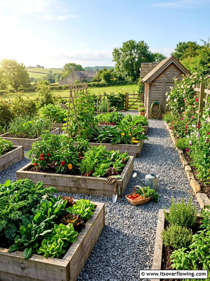 Gravel Vegetable Garden - 25 backyard ideas with gravel