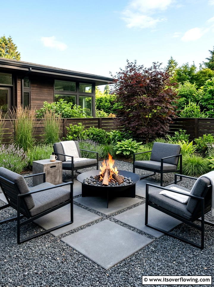 Gravel and Pavers Fire Pit - 25 backyard ideas with fire pit