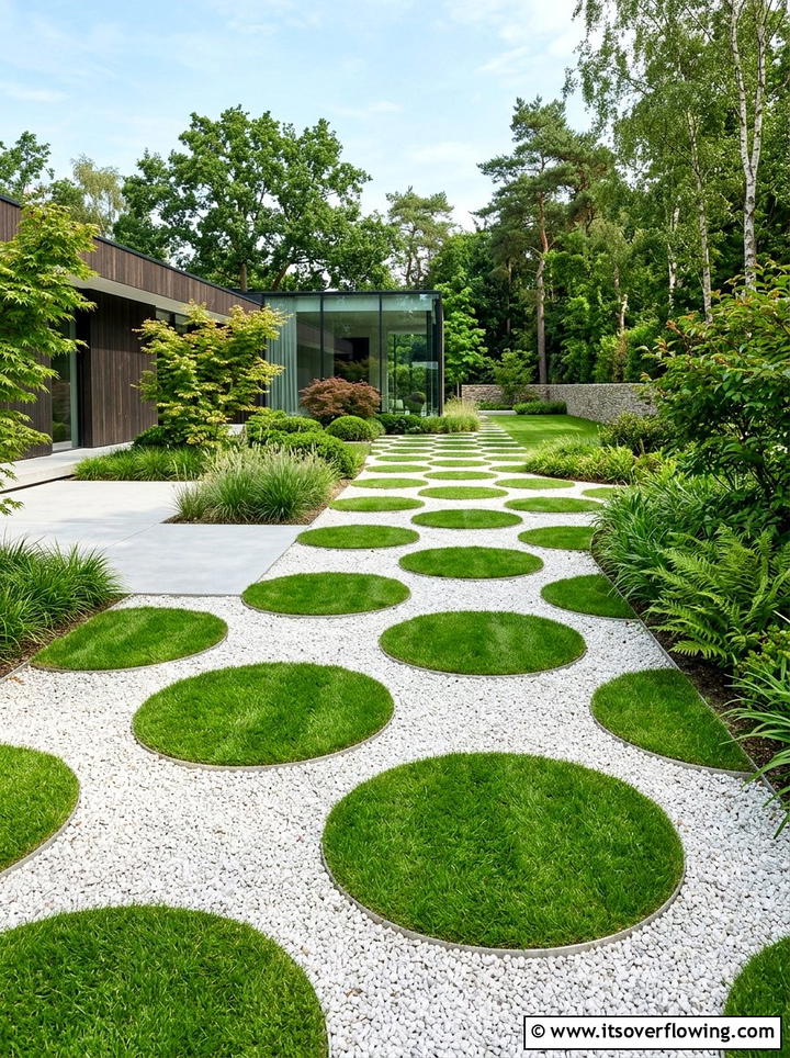 Gravel and grass pattern - 25 creative garden ideas with mandala gardens